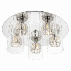 Verina - Chrome Ceiling Lamp with Crystal & Clear Glass Diffuser Verina - Chrome Ceiling Lamp with Crystal & Clear Glass Diffuser