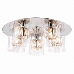 Verina - Chrome Ceiling Lamp with Crystal & Clear Glass Diffuser Verina - Chrome Ceiling Lamp with Crystal & Clear Glass Diffuser