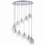 Verina - Chrome 12 Light Cluster Pendant with Crystal & Clear Glass Diffuser Verina - Chrome 12 Light Cluster Pendant with Crystal & Clear Glass Diffuser