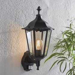 Burford - Matt Black PIR Wall Lamp with Clear Glass Burford - Matt Black PIR Wall Lamp with Clear Glass