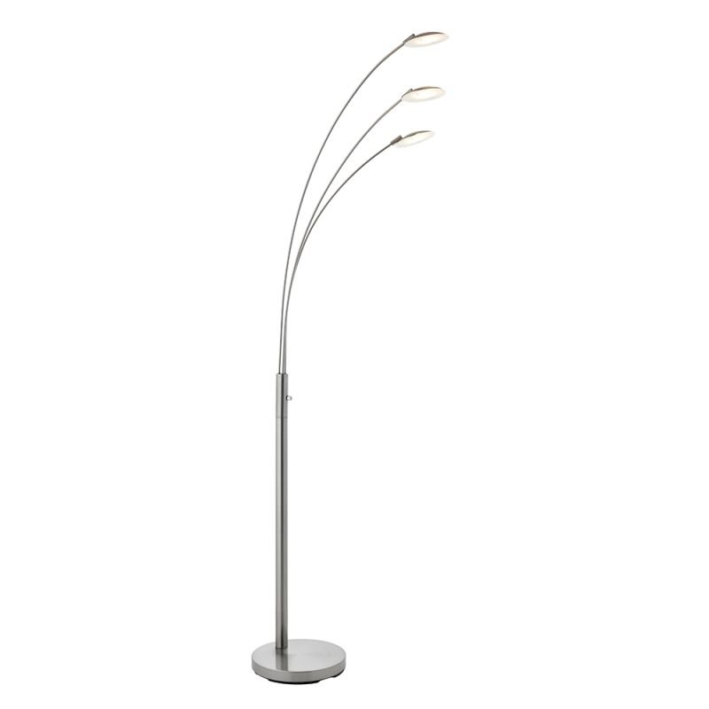 Table & Floor Lamp - Fynn - LED Satin Nickel & Glass 3 Light Floor Lamp Endon-76563 - Fynn - LED Satin Nickel & Glass 3 Light Floor Lamp
