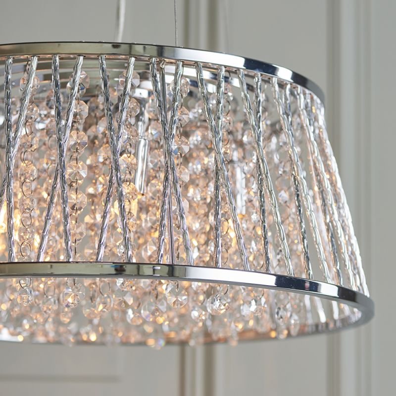 Ceiling Lights - Sophia - Crystal & Chrome 5 Light Pendant Endon-76694 - Sophia - Crystal & Chrome 5 Light Pendant