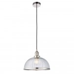 Hansen - Bright Nickel Pendant with Ribbed Clear Glass Hansen - Bright Nickel Pendant with Ribbed Clear Glass