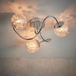 Auria - Chrome 3 Light Ceiling Lamp with Decorative Glasses Auria - Chrome 3 Light Ceiling Lamp with Decorative Glasses