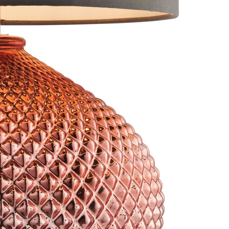 Endon-77097 - Livia - Grey Shade & Copper Glass Table Lamp