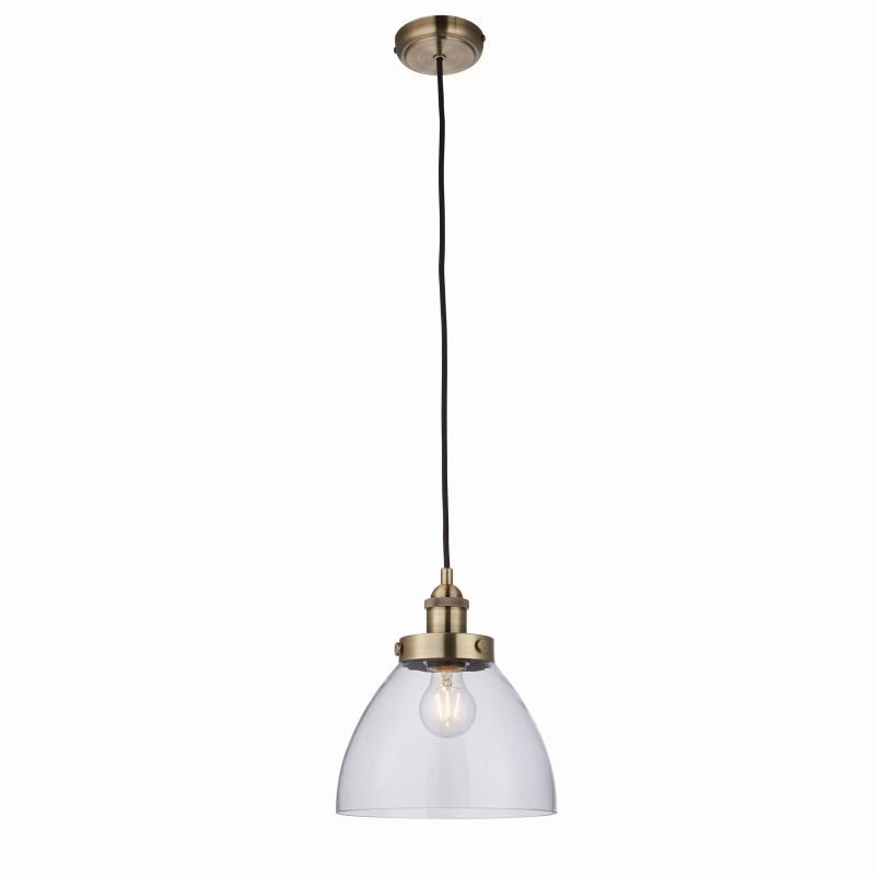 Endon-77272 - Hansen - Antique Brass with Clear Glass Hanging Pendant