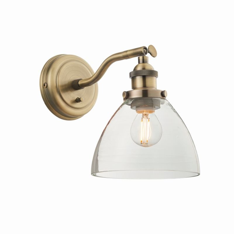 Endon-77273 - Hansen - Antique Brass with Clear Glass Wall Lamp