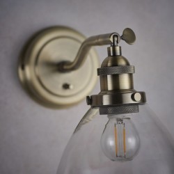 Hansen - Antique Brass Wall Lamp with Clear Glass