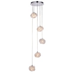 Talia - Chrome 5 Light Cluster Pendant with Crystal Talia - Chrome 5 Light Cluster Pendant with Crystal