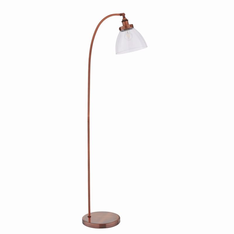Endon-77862 - Hansen - Aged Copper with Clear Glass Floor Lamp