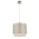 Ceiling Lights - Gilli - Vintage White Linen with Satin Nickel Single Pendant Endon-78726 - Gilli - Vintage White Linen with Satin Nickel Single Pendant