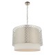 Ceiling Lights - Gilli - Vintage White Linen with Satin Nickel 3 Light Pendant Endon-78728 - Gilli - Vintage White Linen with Satin Nickel 3 Light Pendant