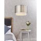 Ceiling Lights - Gilli - Vintage White Linen with Satin Nickel 3 Light Pendant Endon-78728 - Gilli - Vintage White Linen with Satin Nickel 3 Light Pendant