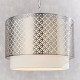 Ceiling Lights - Gilli - Vintage White Linen with Satin Nickel 3 Light Pendant Endon-78728 - Gilli - Vintage White Linen with Satin Nickel 3 Light Pendant