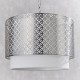 Ceiling Lights - Gilli - Vintage White Linen with Satin Nickel 3 Light Pendant Endon-78728 - Gilli - Vintage White Linen with Satin Nickel 3 Light Pendant