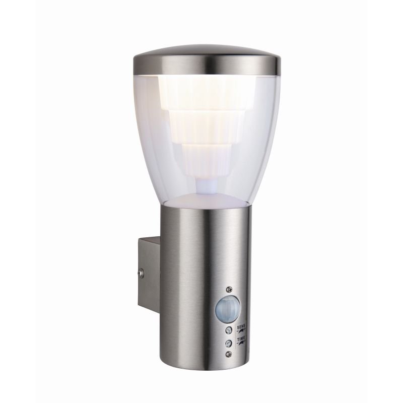 Outdoor - Carraway - LED Clear & Stainless Steel PIR Wall Lamp Saxby-79198 - Carraway - LED Clear & Stainless Steel PIR Wall Lamp