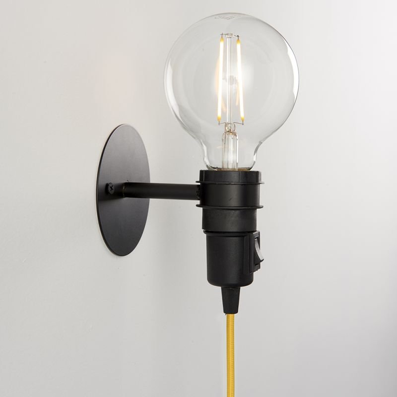 Wall Lights - Studio - Matt Black Plug-in Wall Lamp Endon-79382 - Studio - Matt Black Plug-in Wall Lamp