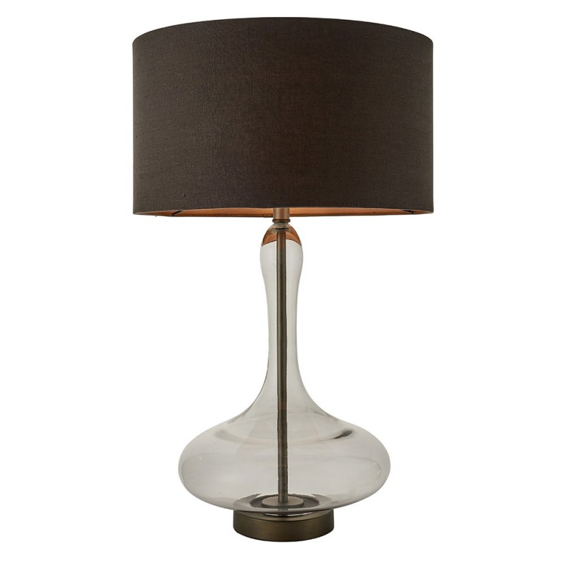 Endon-79835 - Caia - Charcoal Shade & Smoky Glass Table Lamp