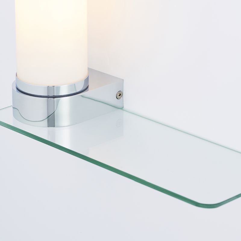 Bathroom Lights - Tal - White Glass Wall Lamp with Glass Shelf Endon-79920 - Tal - White Glass Wall Lamp with Glass Shelf