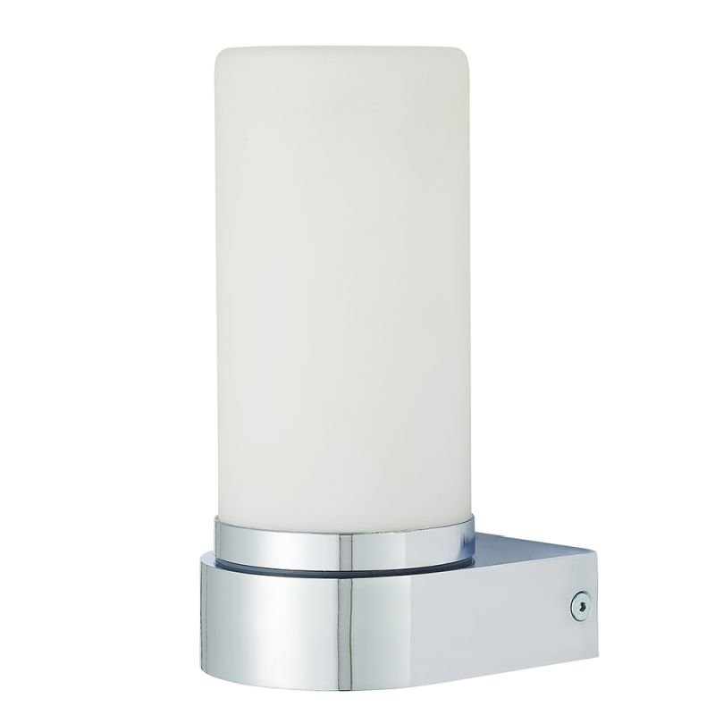 Bathroom Lights - Tal - Bathroom White Glass & Chrome Wall Lamp Endon-79921 - Tal - Bathroom White Glass & Chrome Wall Lamp