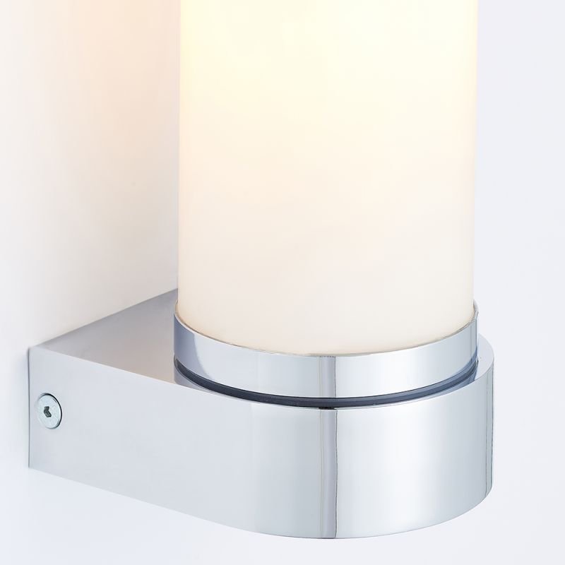 Bathroom Lights - Tal - Bathroom White Glass & Chrome Wall Lamp Endon-79921 - Tal - Bathroom White Glass & Chrome Wall Lamp