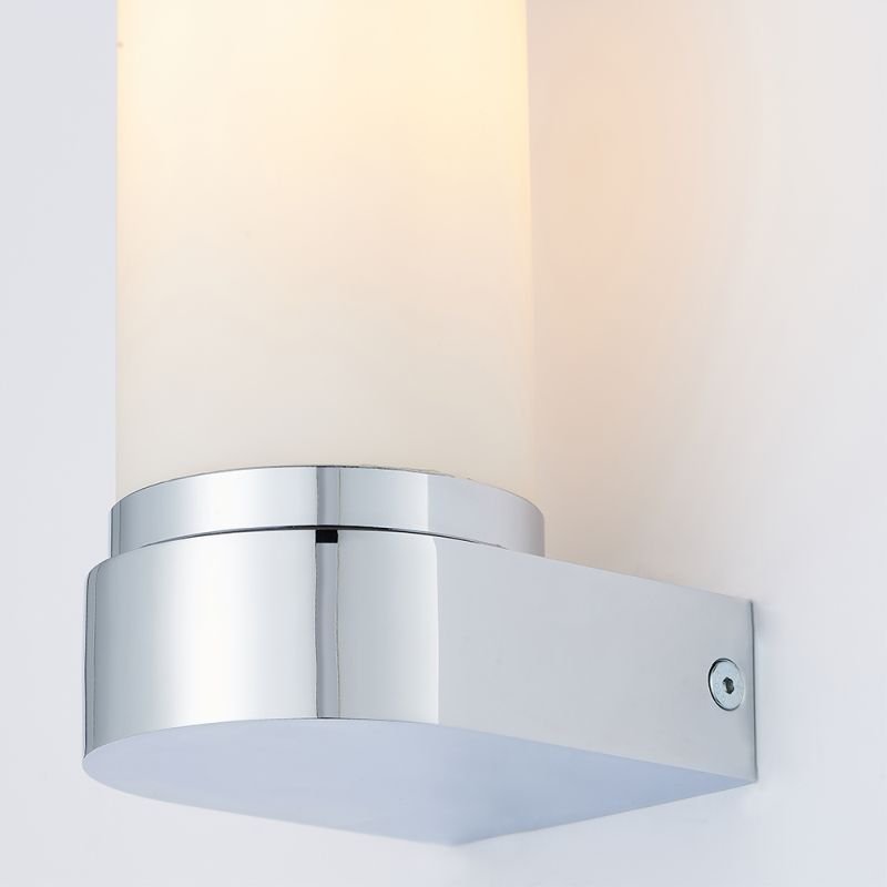Bathroom Lights - Tal - Bathroom White Glass & Chrome Wall Lamp Endon-79921 - Tal - Bathroom White Glass & Chrome Wall Lamp