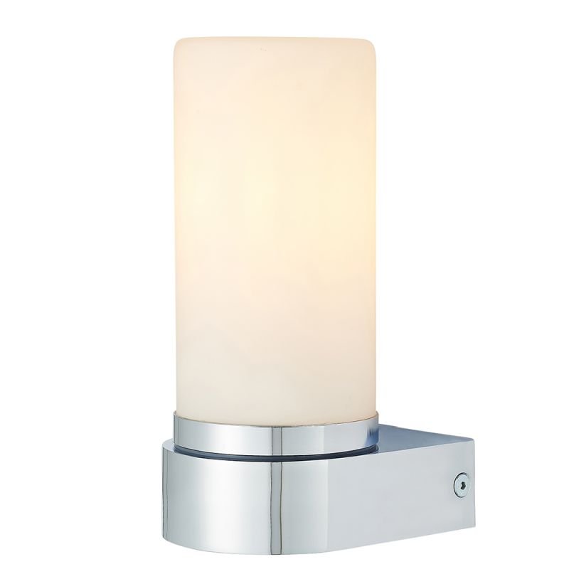 Bathroom Lights - Tal - Bathroom White Glass & Chrome Wall Lamp Endon-79921 - Tal - Bathroom White Glass & Chrome Wall Lamp