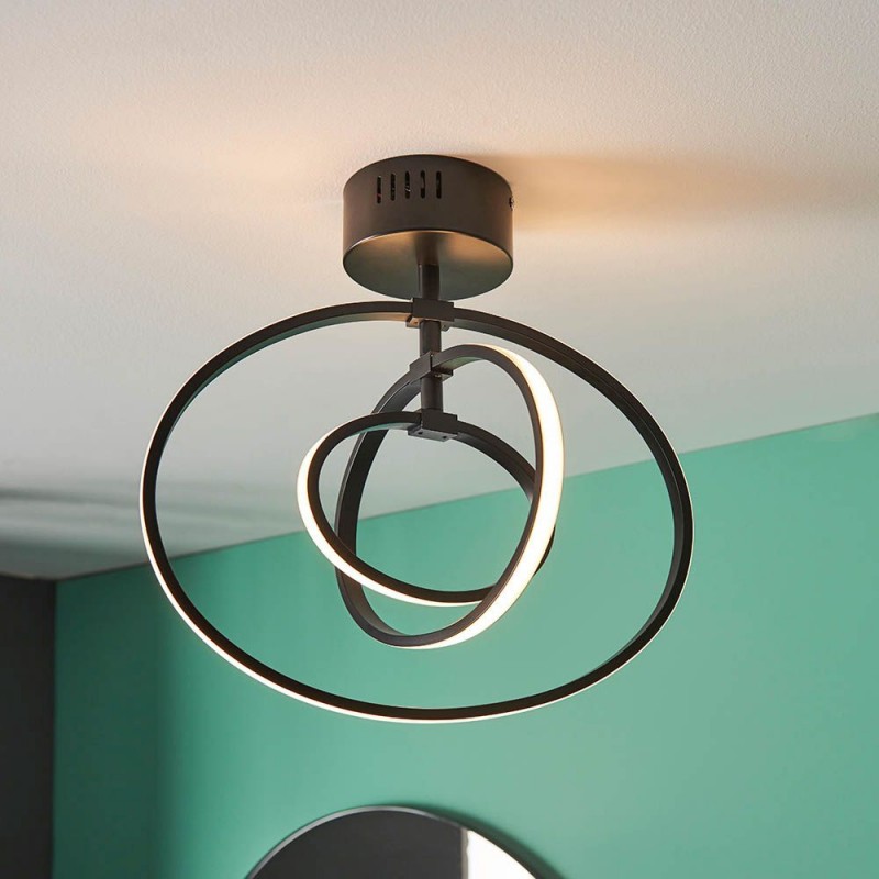 Endon-80682 - Avali - Matt Black LED Semi Flush