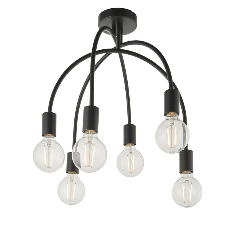Ceiling Lights - Studio - Matt Black 6 Light Centre Fitting Endon-80821 - Studio - Matt Black 6 Light Centre Fitting