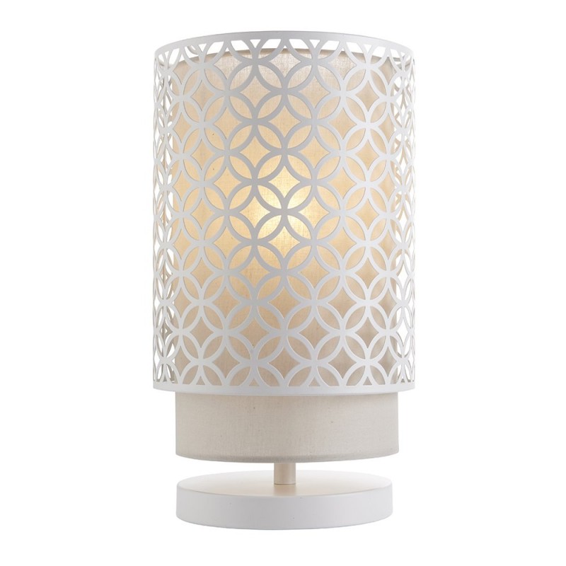 Table & Floor Lamp - Gilli - Pale Grey Cotton with Matt White Table Lamp Endon-81030 - Gilli - Pale Grey Cotton with Matt White Table Lamp