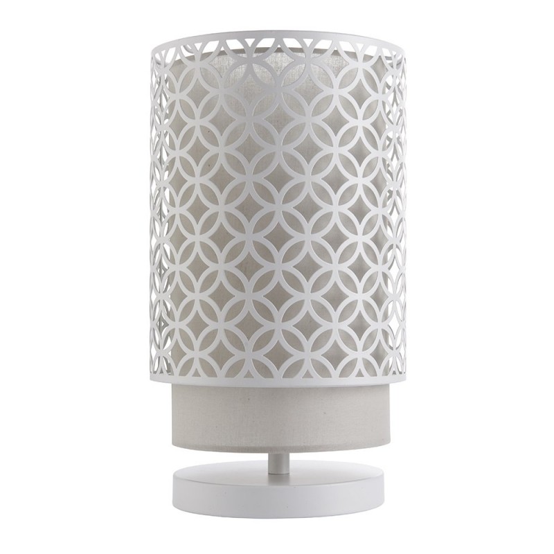 Table & Floor Lamp - Gilli - Pale Grey Cotton with Matt White Table Lamp Endon-81030 - Gilli - Pale Grey Cotton with Matt White Table Lamp