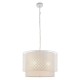Ceiling Lights - Gilli - Pale Grey Cotton with Matt White 3 Light Pendant Endon-81031 - Gilli - Pale Grey Cotton with Matt White 3 Light Pendant