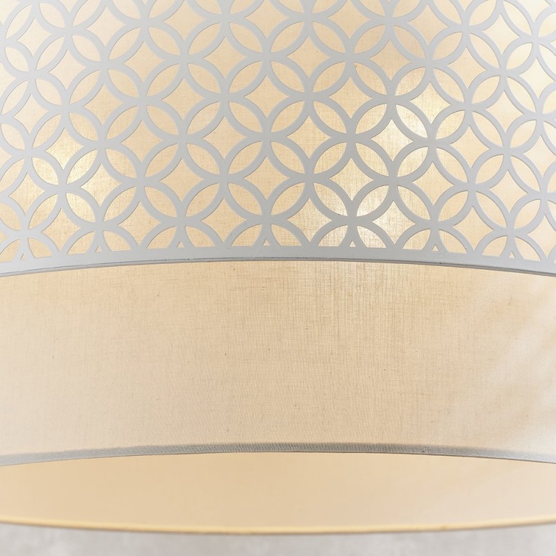 Ceiling Lights - Gilli - Pale Grey Cotton with Matt White 3 Light Pendant Endon-81031 - Gilli - Pale Grey Cotton with Matt White 3 Light Pendant