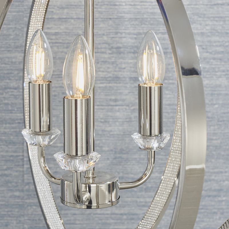 Endon-81507 - Ritz - Crystal & Bright Nickel 3 Light Globe Pendant