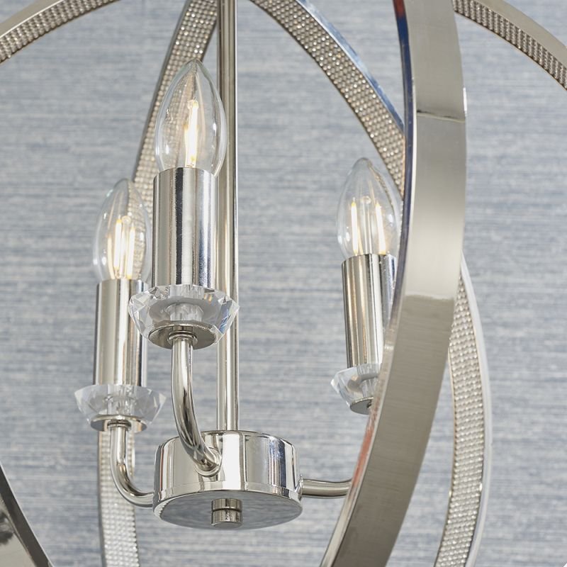 Endon-81507 - Ritz - Crystal & Bright Nickel 3 Light Globe Pendant