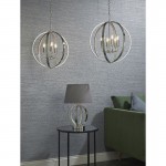 Ritz - Bright Nickel 6 Light Pendant with Crystal
