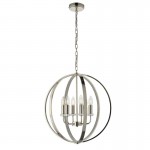 Ritz - Bright Nickel 6 Light Pendant with Crystal