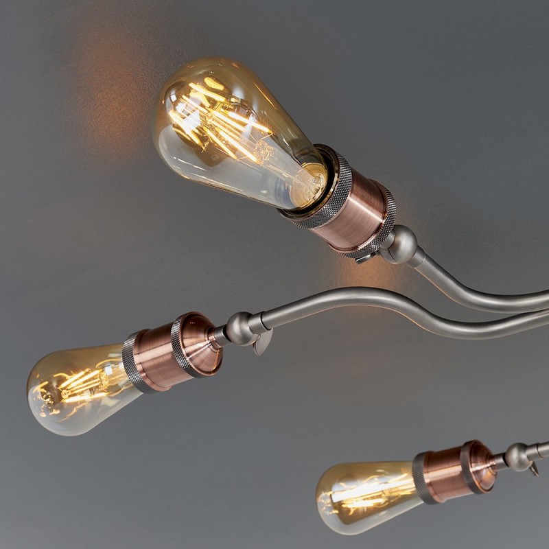 Endon-81610 - Hal - Aged pewter & Aged copper 8 Light Flush