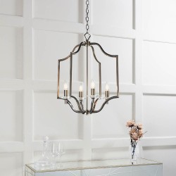 Lainey - Antique Brass 4 Light Pendant with Crystal Bobeche