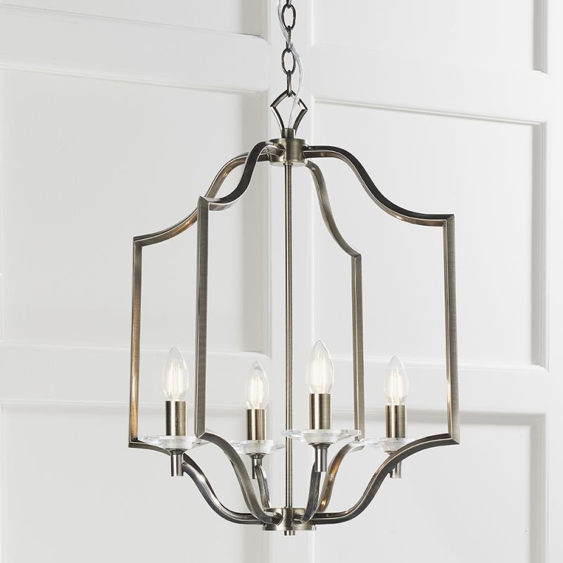 Ceiling Lights - Lainey - Antique Brass 4 Light Pendant Endon-81916 - Lainey - Antique Brass 4 Light Pendant