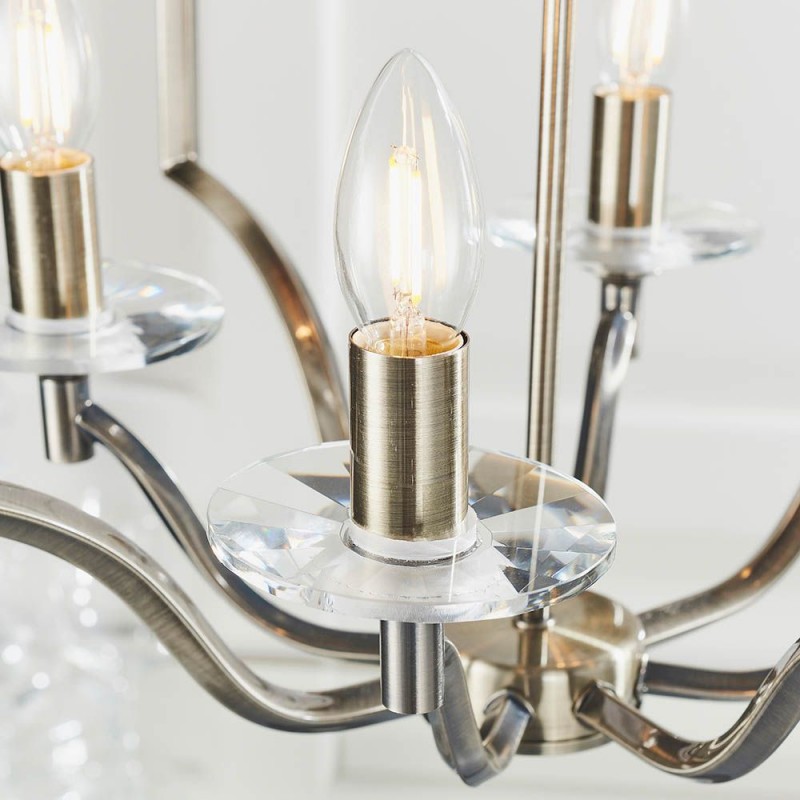 Endon-81916 - Lainey - Antique Brass 4 Light Pendant with Crystal Bobeche