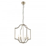 Lainey - Antique Brass 4 Light Pendant with Crystal Bobeche