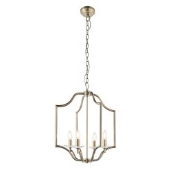 Lainey - Antique Brass 4 Light Pendant with Crystal Bobeche