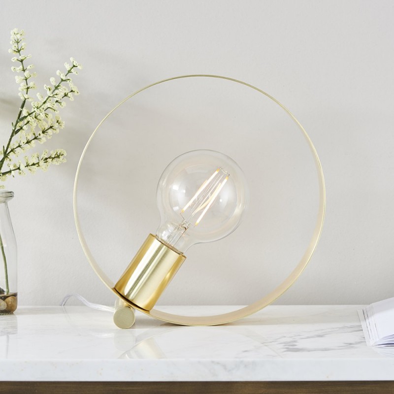 Table & Floor Lamp - Hoop - Brushed Gold 1 Light Table Lamp Endon-81920 - Hoop - Brushed Gold 1 Light Table Lamp