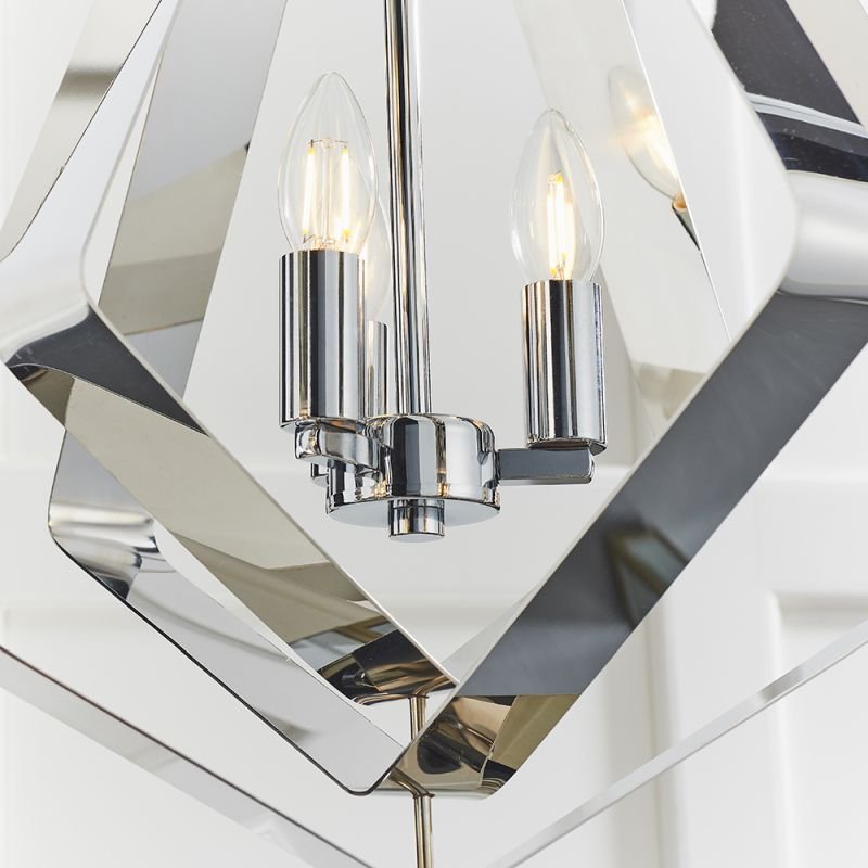 Ceiling Lights - Riona - Modern Twist Polished Chrome 3 Light Pendant Endon-81928 - Riona - Modern Twist Polished Chrome 3 Light Pendant