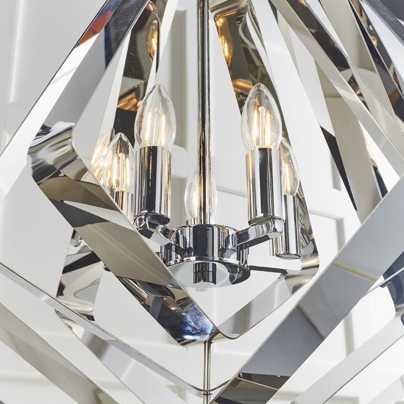 Ceiling Lights - Riona - Modern Twist Polished Chrome 5 Light Pendant Endon-81929 - Riona - Modern Twist Polished Chrome 5 Light Pendant