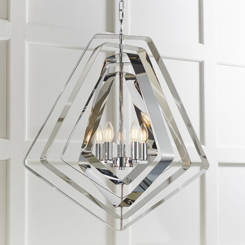 Ceiling Lights - Riona - Modern Twist Polished Chrome 5 Light Pendant Endon-81929 - Riona - Modern Twist Polished Chrome 5 Light Pendant