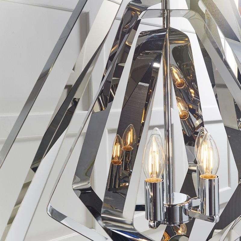 Ceiling Lights - Riona - Modern Twist Polished Chrome 5 Light Pendant Endon-81929 - Riona - Modern Twist Polished Chrome 5 Light Pendant