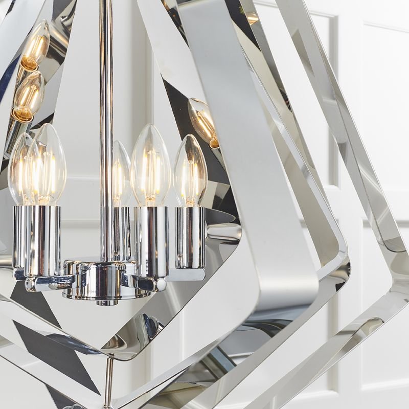 Ceiling Lights - Riona - Modern Twist Polished Chrome 5 Light Pendant Endon-81929 - Riona - Modern Twist Polished Chrome 5 Light Pendant