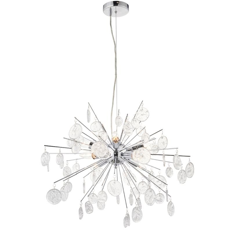 Ceiling Lights - Calla - Clear Glass & Chrome 8 Light Centre Fitting Endon-81950 - Calla - Clear Glass & Chrome 8 Light Centre Fitting